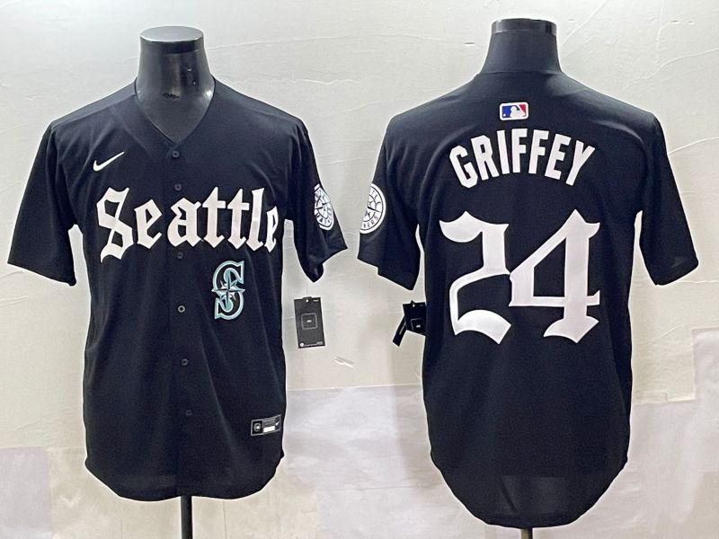 Men 2025 Seattle Mariners #24 Griffey Black Five generations Joint Name Nike MLB Jersey style 15->seattle mariners->MLB Jersey